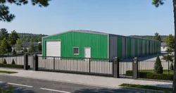 Hala BSE G1/4MW — widok od ulicy, brama wjazdowa Hala BSE G1/4MW — widok od ulicy, brama wjazdowa
