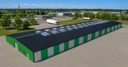 Hala BSE G2/12MW — widok ukośny, strefa przemysłowa