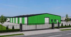Hala BSE G2/3MW — widok od ulicy, brama wjazdowa